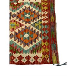 Chobi Kilim multi-coloured geometric design rug 