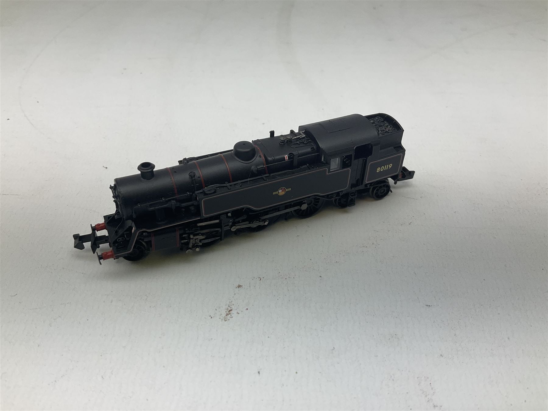 Graham Farish by Bachmann 'N' gauge - Class 4F 0-6-0 locomotive no.43875, Class 3F 0-6-0 'Jinty' locomotive no.47314, Fairburn 2-6-4 tank locomotive no.42073 and Standard Class 4MT 2-6-4 locomotive no.80119 (4)