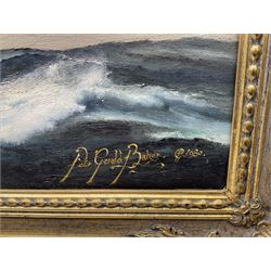 Peter Gerald Baker (British 20th century): 'D'Batavaise Eeuw - Dutch East India Man 1719 in Strong Winds and Good Atlantic Swill Makes Her Way to Trade in the East Indies', oil on canvas signed and dated 1980, 50cm x 75cm