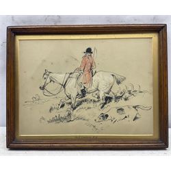 Henry Thomas Ryall (British 1811-1867) after Sir Edwin Henry Landseer (British 1802-1873): Catching a Scent, hand coloured engraving unsigned, attributed on mount 25cm x 35cm