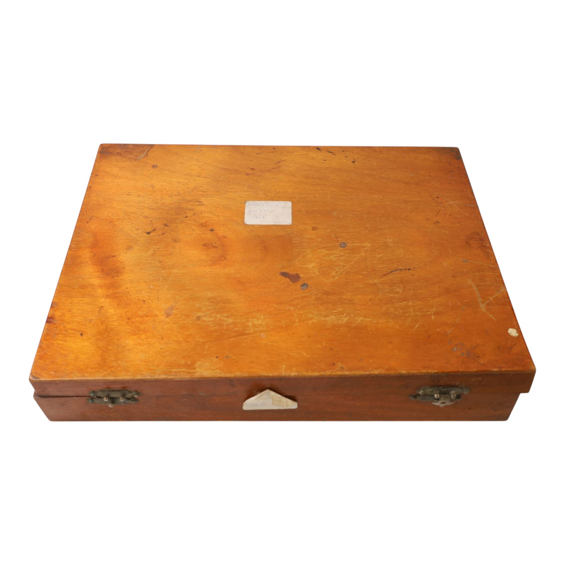 Medical instruments, including glass thermometers, unicometer, sulfatometer, ammonia meter, acidimeter for urine, albumenometer, sacchanometer, syringes etc, contained within wooden box