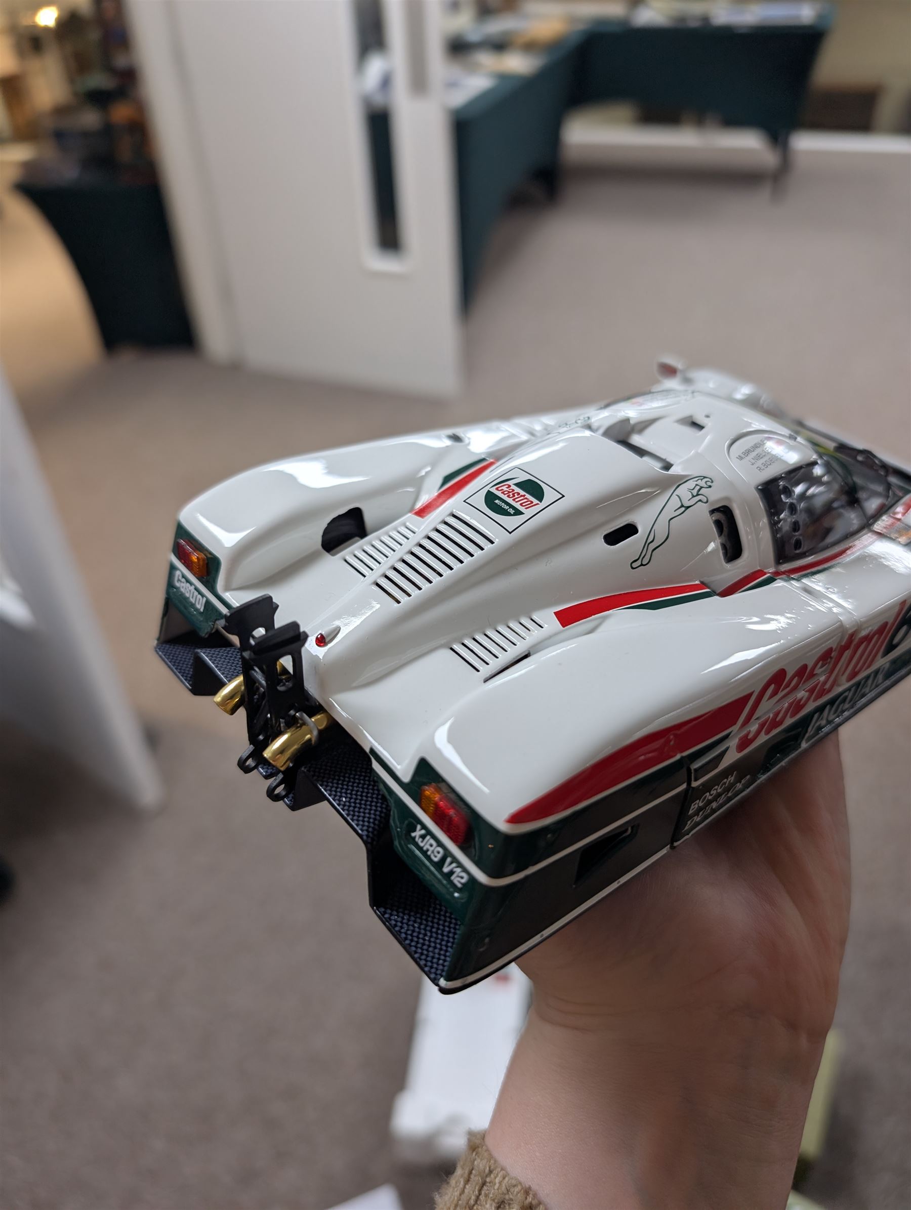 Motorbox Exoto Jaguar XJR-9 IMSA, in white, green and red Castrol livery #60, boxed