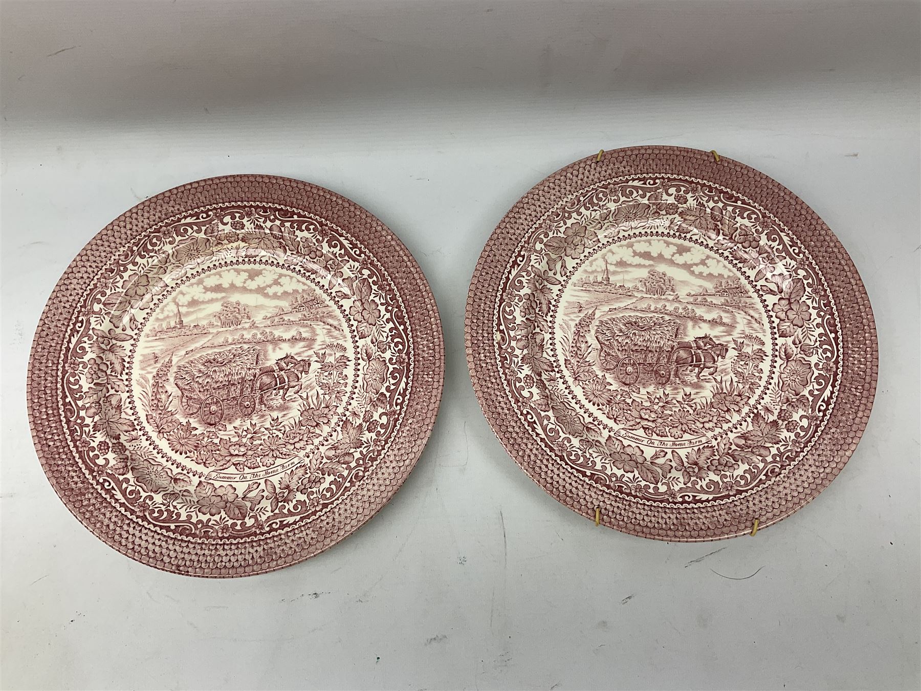 Four mid 19th century Mason's Ironstone plates decorated in the Chinese Antiquities pattern, the central circular panel decorated with footed vase with stylised motifs within a floral border, with gilt detail, pattern no. 1438, largest D26cm, together with Royal Worcester plate with floral decoration within green borders, blue and white tankard with pewter lid and teapot, teapot
