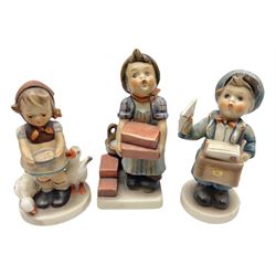 Three Hummel Goebel figures, comprising The Builder 305, Postman 119, Be Patient 197