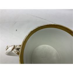 19th century loving cup, with decorated with religious iconography, a gilt rim and writing 'Henry Whittirld Wolverhampton, Whoever drinketh of the water shall thirst again but who soever drinketh of the water that i shall give him shall never thirst',  H14cm