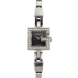 Gucci 102 G-Mini stainless steel  and diamond ladies quartz wristwatch, boxed 