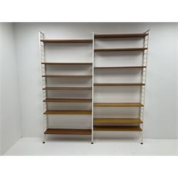 Laddarax two section white framed bookcase with fourteen shelves
