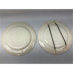 Four mid 19th century Mason's Ironstone plates decorated in the Chinese Antiquities pattern, the central circular panel decorated with footed vase with stylised motifs within a floral border, with gilt detail, pattern no. 1438, largest D26cm, together with Royal Worcester plate with floral decoration within green borders, blue and white tankard with pewter lid and teapot, teapot
