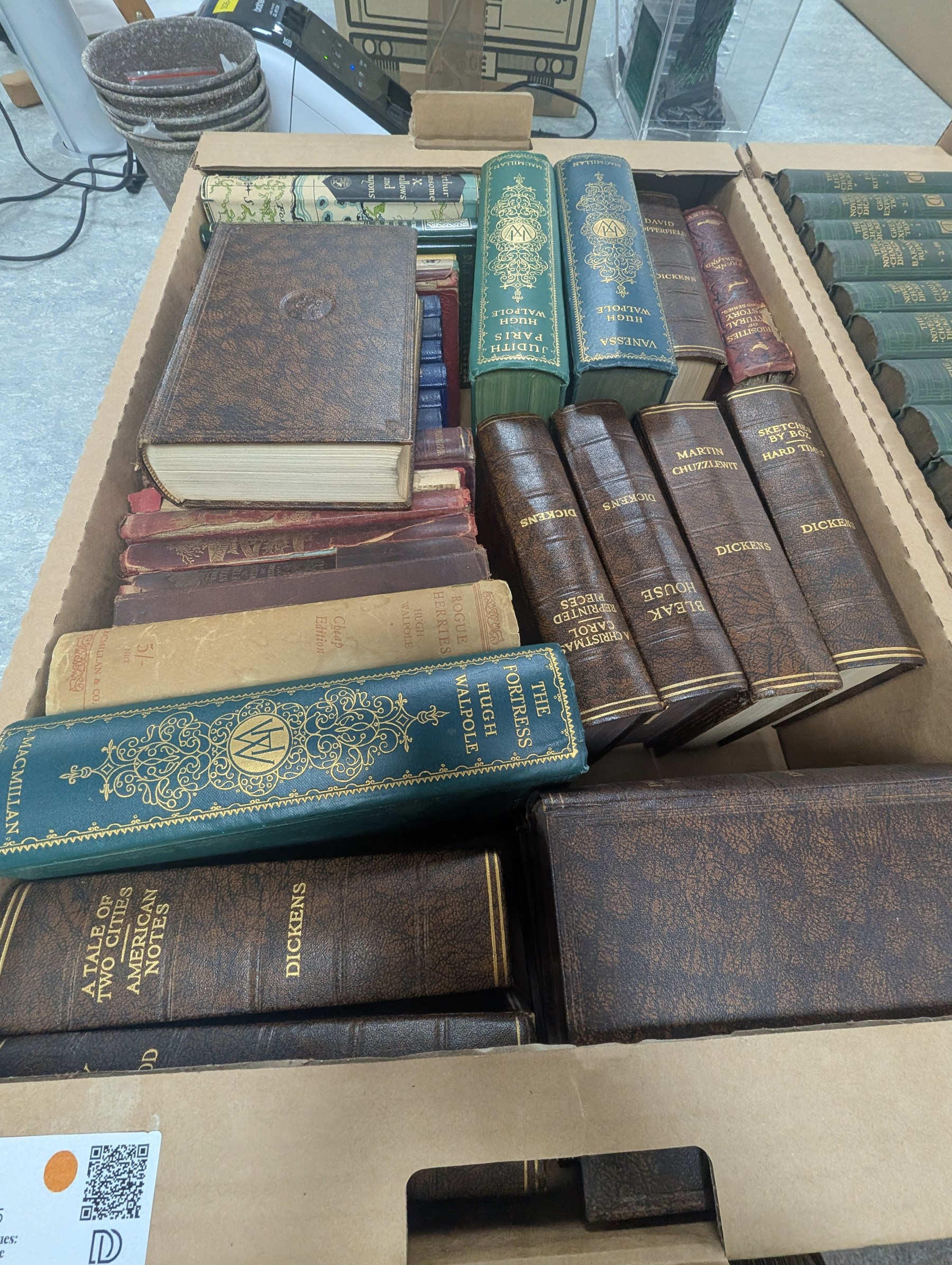 Large collection of books, including Frank Buckland - Curiosities of Natural History, Natural History of Birds, The Novels Charles Dickens, Pickwick Club, etc  