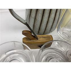 Denby coffee pot, together with Hornsea sugar shaker, glassware and other collectables 