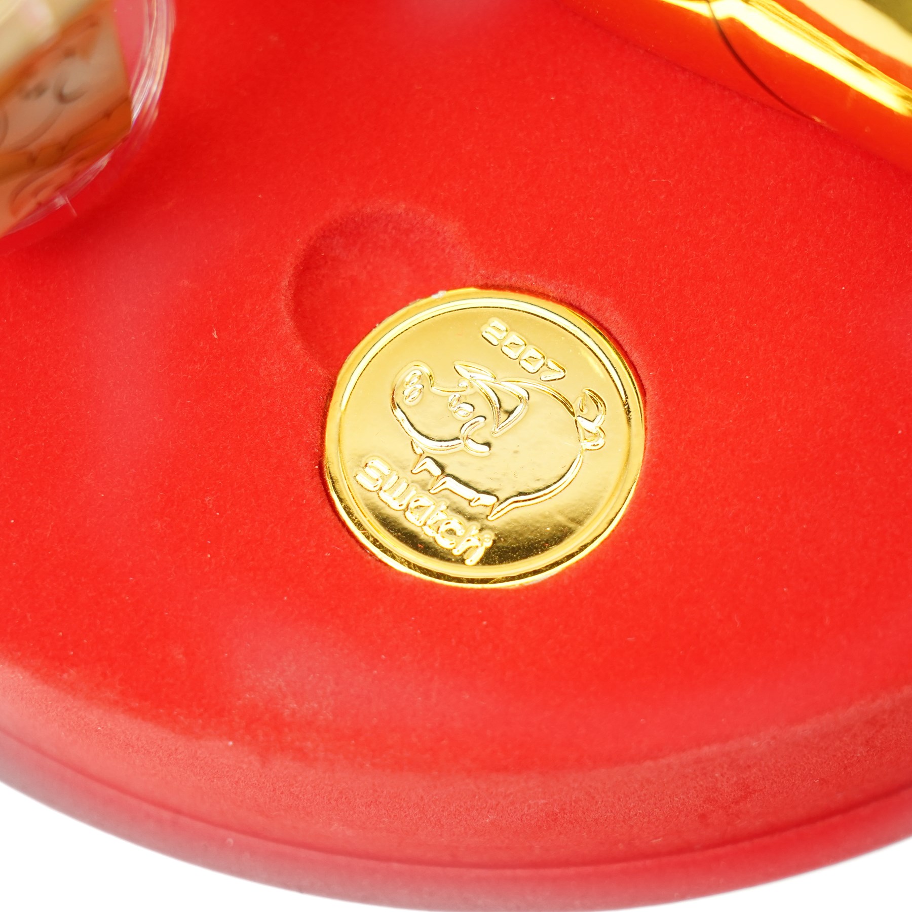Swatch 2007 Year of the Pig watch set, in presentation box with gilded piggy bank and token