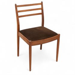 Victor Wilkins for G-Plan - set of four teak dining chairs (W49cm); together with a mid-20th century teak drop-leaf dining table (108cm x 133cm, H73cm)