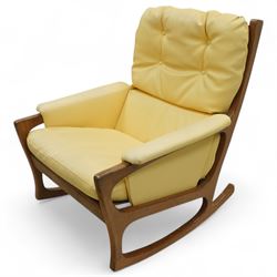 Folke Ohlsson for Gimson & Slater - mid-20th century button back yellow leatherette uphols...