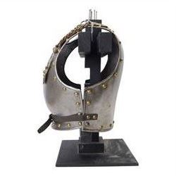 Napoleonic Belgium Cuirassier breast and back plate, circa 1814, with raised medial ridge and shallow apron, rolled edge and brass studded decoration, the shoulder chains secured by chest studs, H40cm