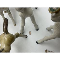 Basil Matthews figures, comprising horses, deer and fawns, all with painted mark beneath, largest H14cm