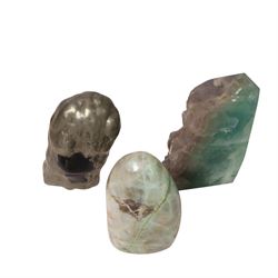 Large sodalite obelisk, together with rubellite specimen, polished fluorite and other polished specimens, sodalite obelisk H25cm  