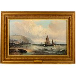 William Anslow Thornley (British fl.1858-1898): 'Off Scarborough', oil on canvas signed, titled on plaque 24cm x 40cm