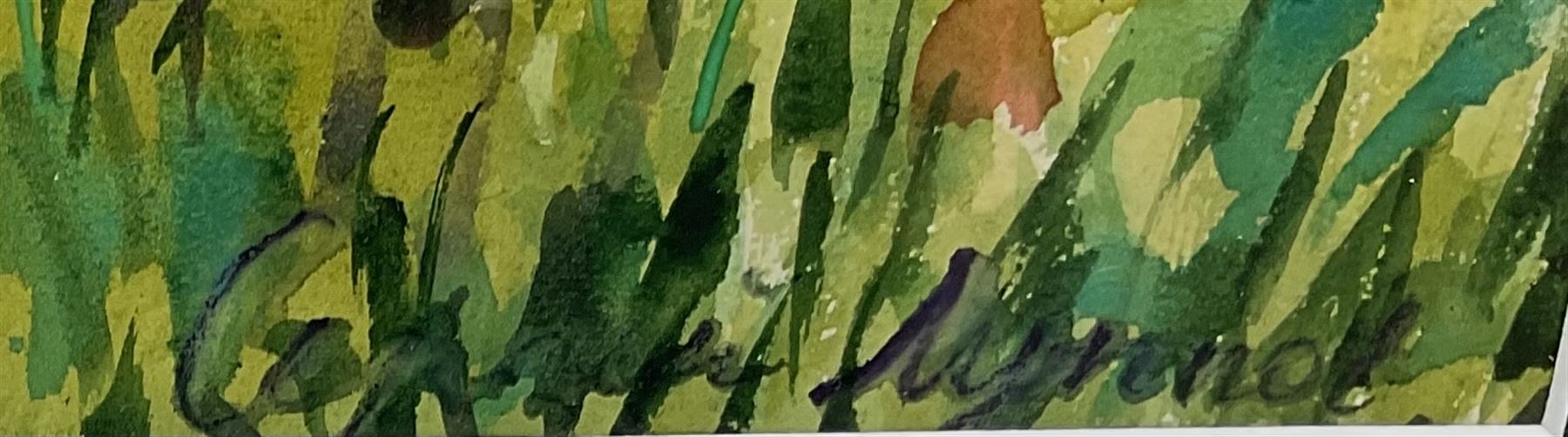 Sergie Luppov (Russian 1893-1977): Female Nude dancing in the Fields, watercolour signed 42cm x 27cm