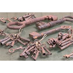 Collection of antique keys, including two large examples. Largest L21cm - COLLECTION BY APPOINTMENT FROM: The White House, Thirsk Road, Easingwold, York, YO61 3NF - CALL 01723 507111 TO ARRANGE