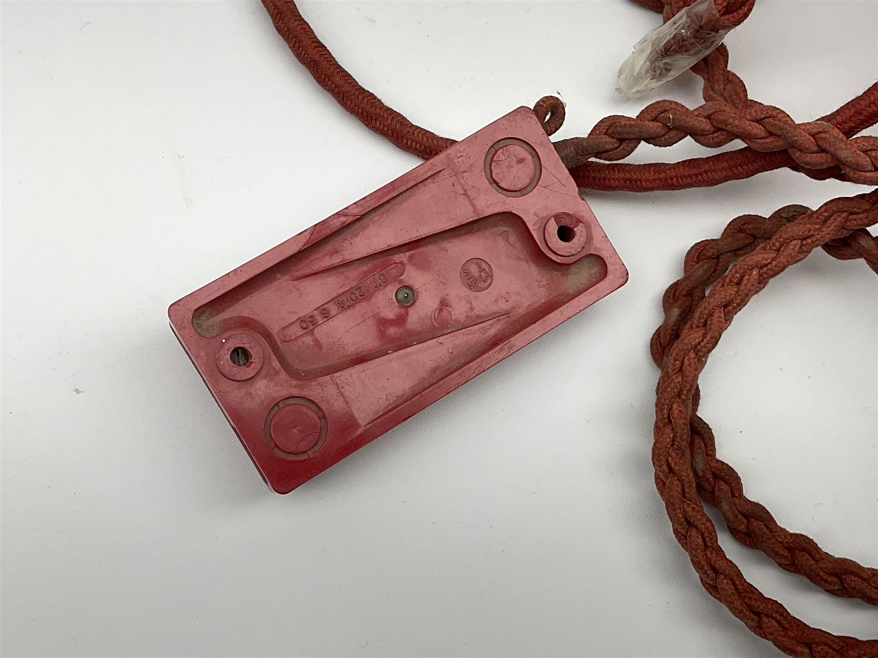 1950s Siemens Brothers red telephone with chrome rotary dial with enamel number plate and Siemens dial label, model 356, the body with base drawer below gilt logo, the handset with impressed mark PAT. 328926 PAT. SA 9/30, with red braided cord and red junction box (detatched), W15cm D18.5cm H14cm