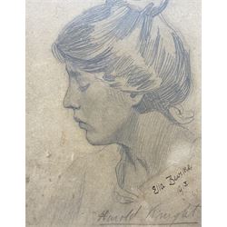 Harold Knight (Staithes Group 1874-1961): 'Ella Burke', pencil sketch signed in pencil, titled and dated 1913 in pen 16.5cm x 13cm