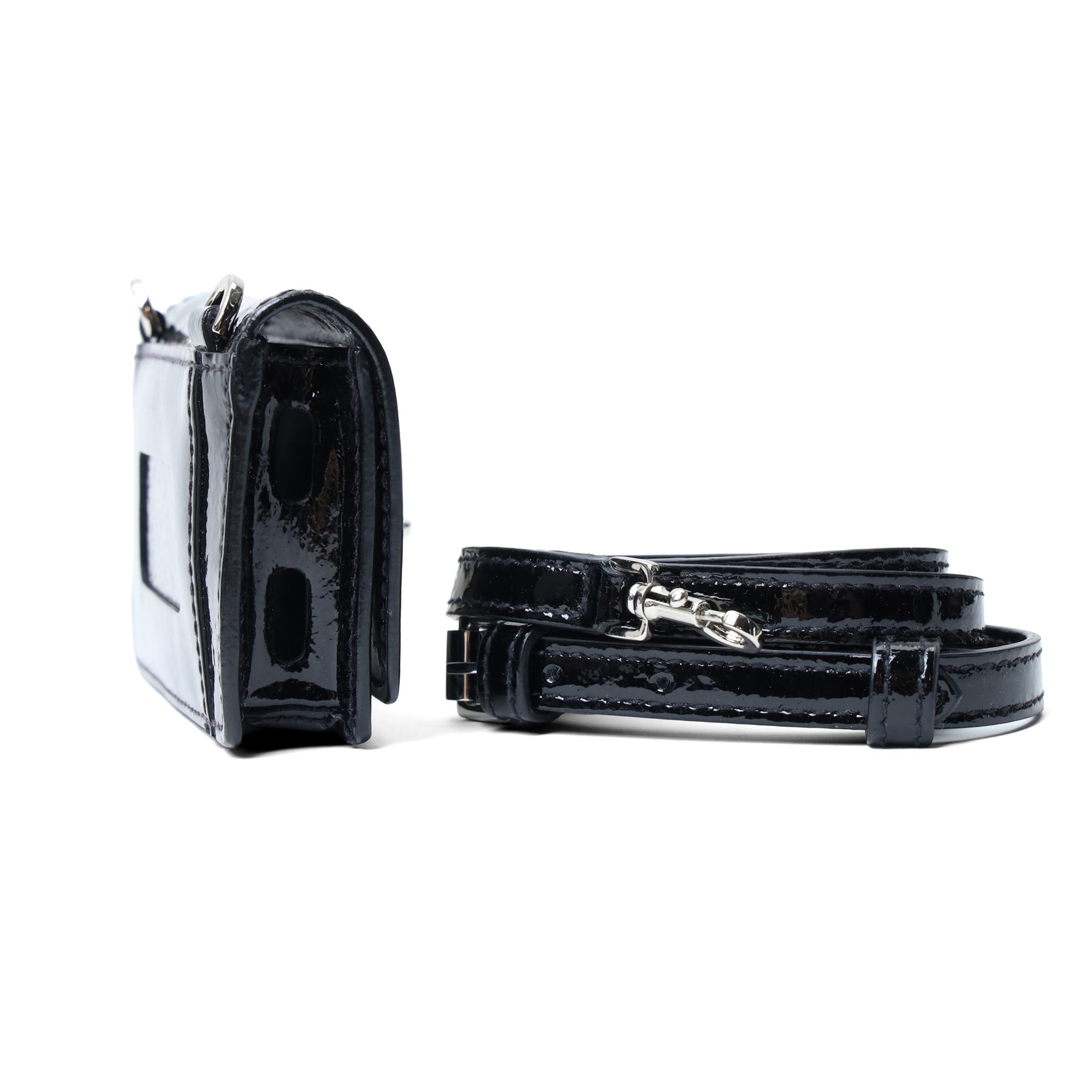 Mulberry - Bayswater Micro Messenger belt pouch, back drummed patent leather, with silver-tone Postman’s Lock fastening and detachable adjustable strap, with Mulberry dust bag