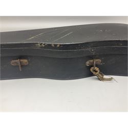 Late 19th century German trade violin c1890 with 36cm two-piece birds-eye maple back, neck and ribs and spruce top; bears label 'Manufactured in Berlin Special Copy of Nicolaus Amati' L59.5cm; in carrying case