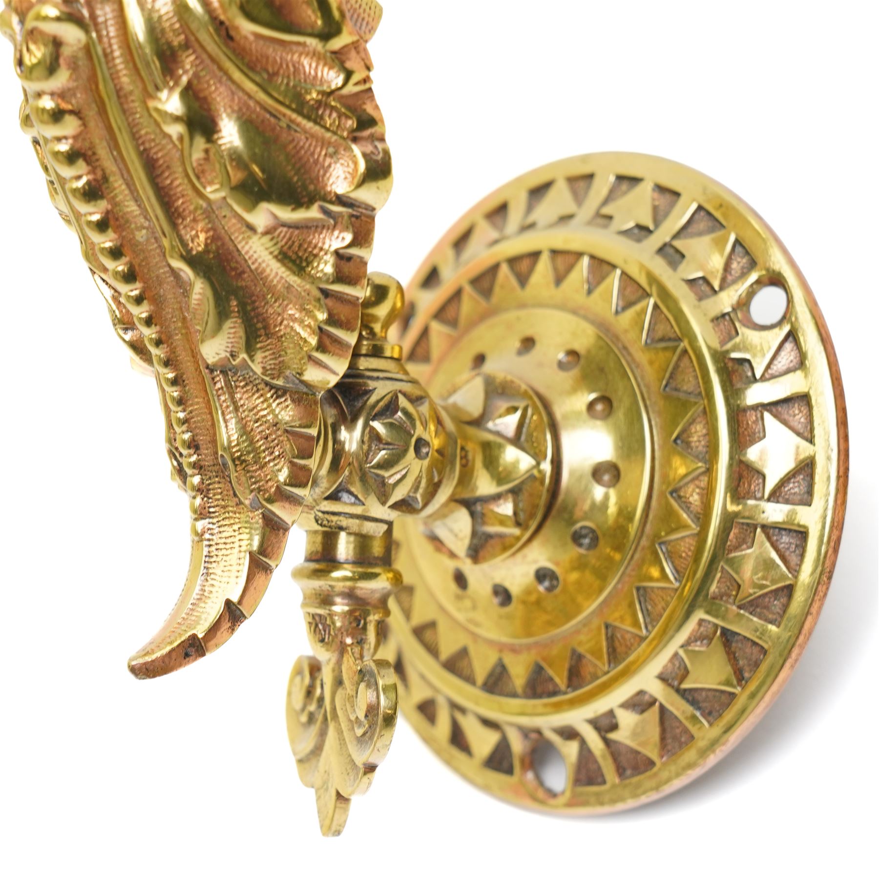 Victorian gilt brass converted gas valve, in the form of a cherub holding a torch, H28cm