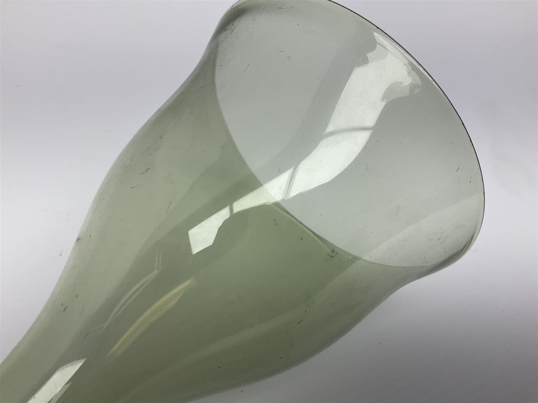Georgian hand-blown green glass wine funnel, H32cm