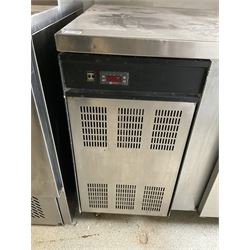 Foster stainless steel refrigerated two door counter, preparation top- LOT SUBJECT TO VAT ON THE HAMMER PRICE - To be collected by appointment from The Ambassador Hotel, 36-38 Esplanade, Scarborough YO11 2AY. ALL GOODS MUST BE REMOVED BY WEDNESDAY 15TH JUNE.