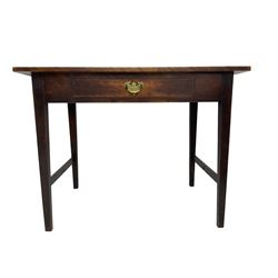 19th century mahogany side table, fitted with single drawer, raised on square tapering supports