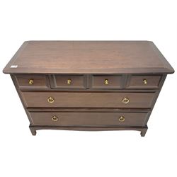 Stag Minstrel - mahogany low straight-front chest, fitted with four short over two long drawers