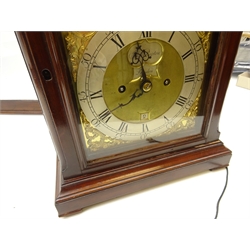  George lll mahogany bracket clock, 24.5cm arched brass dial signed 'John Rapton London' with silvered Roman chapter with Arabid 5-minute divisions, Strike/Silent dial and calendar aperture, eight day twin fusee movement with verge escapement and pull repeat, caddy top case with brass handle and glazed panels, H50cm, W28.5cm, D18cm   