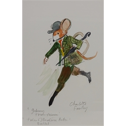  'Johnny Town-Mouse' and 'Country Mouse' -  'Tales of Beatrix Potter Ballet', pair watercolours signed and titled in pencil by Charlotte Audrey Fawley (British 1934-) 27cm x 18cm (2)  