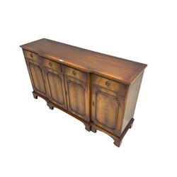 Reprodux Bevan Funnell - mahogany breakfront sideboard, fitted with four drawers, above four cupboards, on bracket feet