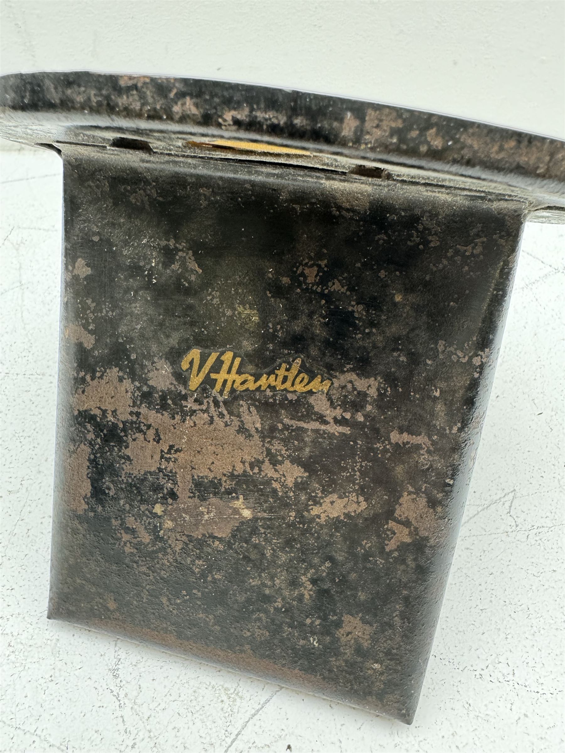 WWII British home front car headlamp blackout cowl, marked V Howtlew, H15cm