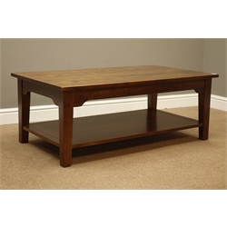  Laura Ashley 'Honey Garrat' rectangular two tier coffee table, W118cm, H45cm, D66cm  