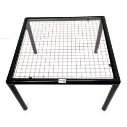 Habitat tubular steel coffee table, inset glass top with red line grid