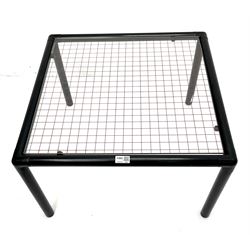 Habitat - tubular steel coffee table, inset glass top with red line grid