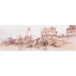 Paul Marny (French/British 1829-1914): Harbour Scenes, near pair watercolours signed, approx 16.5cm x 44.5cm each (2)