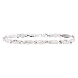 9ct white gold fancy link chain bracelet, hallmarked