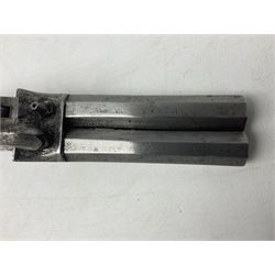 19th century Belgian double barrel side by side percussion pistol, approximately 40 calibre, with 8cm octagonal barrels, and wooden stock L22cm