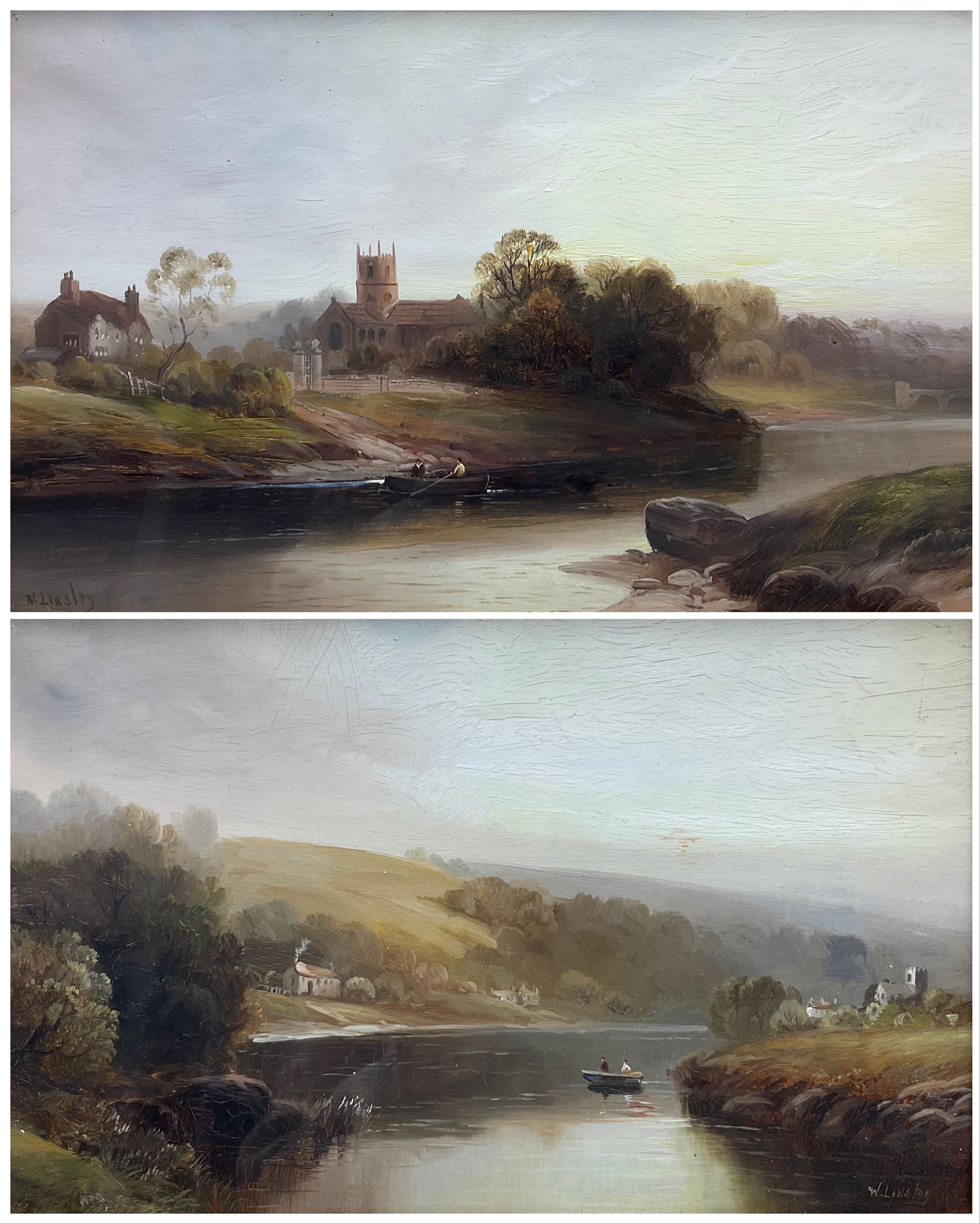 Walter Linsley Meegan (British c1860-1944): Tadcaster Church and On the Wharfe at Collingham, pair oils on canvas signed 24cm x 39cm (2)