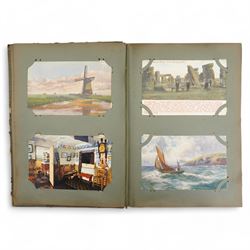 Vintage postcard album and contents of mainly topographical cards and a quantity of loose cards