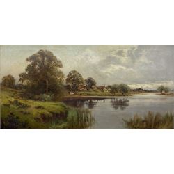 Creswick Boydell (British fl.1889-1916): 'Luddington on the Avon' Warwickshire, oil on canvas signed, titled on the stretcher 44cm x 85cm