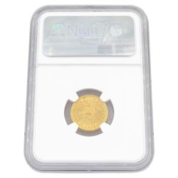 United States of America 1861 Liberty head type 2 gold two and a half dollar coin, encapsulated and graded AU58 by NGC