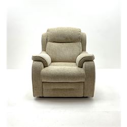 Parker Knoll Boston armchair upholstered in natural stone fabric