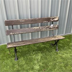 Cast iron and wood slatted garden bench 