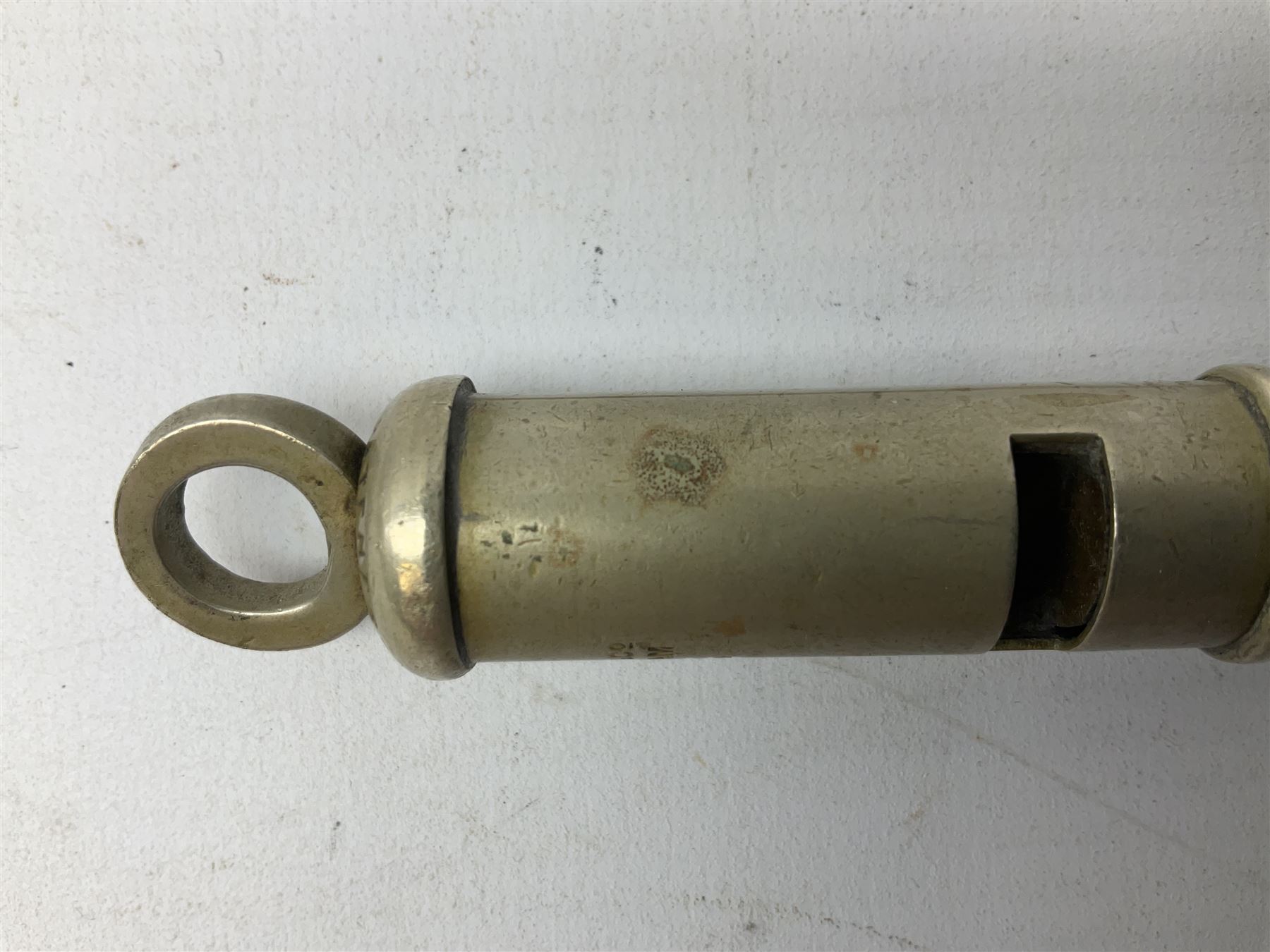 Three J Hudson & Co Birmingham military whistles, dated 1915, 1916, 1923