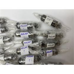 Collection of Mullard thermionic radio valves/vacuum tubes, approximately 73, unboxed
